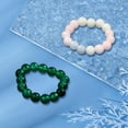 thumbnail image 4 of 3 anillos de piedras preciosas de 3 colores para mujer, 19 mm, jade natural, elásticos, coloridos, apilables, vintage, para hacer joyas., 4 of 5