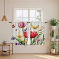 thumbnail image 3 of Spring Floral Tier Curtains, Colorful Tulip Butterfly Botanical Elegant Light Filtering Kitchen Curtains, 2Pcs Rod Pocket Half Window Treatments Panels for Sink Cafe Cabinet Basement 27.5x45 Inches, 3 of 9