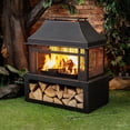 thumbnail image 3 of Deko Living 40 Inch Rectangular Outdoor Metal Wood Burning Fireplace with Log Storage and Poker, 3 of 3