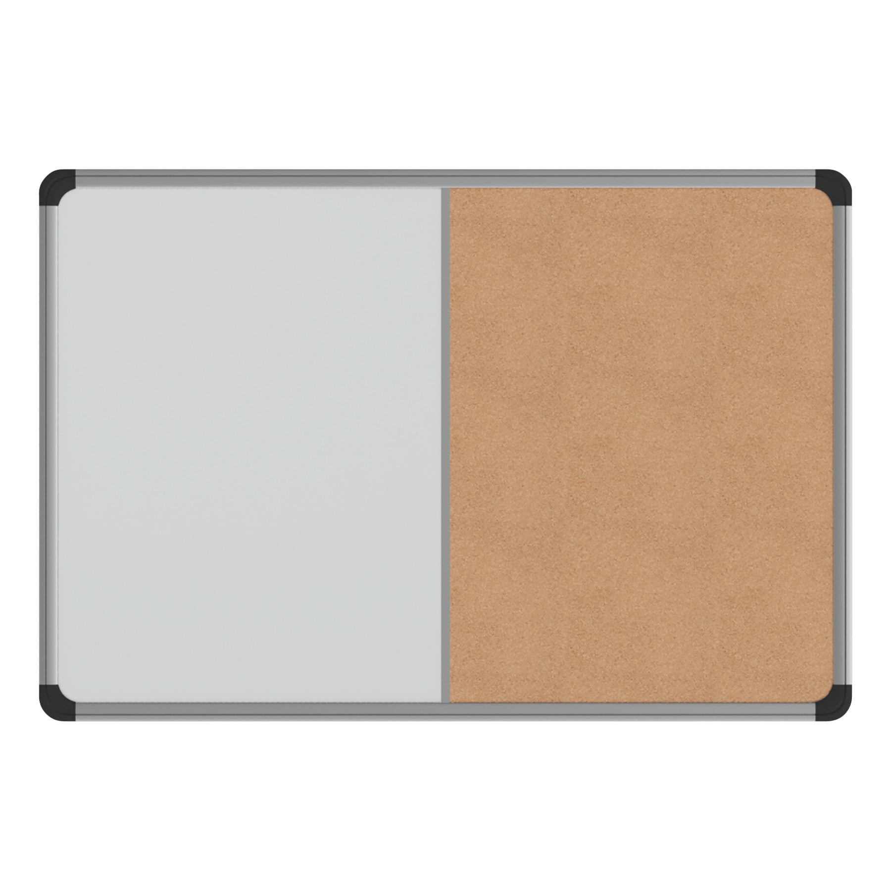 Universal Cork/Dry Erase Board, Melamine, 24 x 18, Black/Gray Aluminum/Plastic Frame UNV43742
