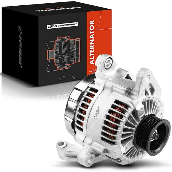 A-Premium Alternator Compatible with Jeep Grand Cherokee 2001-2003, Liberty 2003-2006 & Dodge Dakota 2001-2006 & Mitsubishi Raider 2006, 4.7L 3.7L, 136Amp 12Volt CW 6-Groove Clutch Pulley