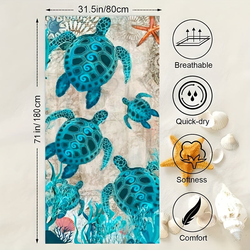 Sand-proof Towels Blue Sea Turtle Oversized Beach Towel For Women - Lightweight, Quick Dry, Super Absorbent
