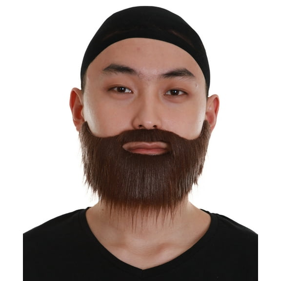 HPO Adult Men’s Brown Color Fake Mustache – Synthetic Fiber Facial Hair for Cosplay & Halloween Outfits