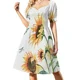 thumbnail image 2 of Vestido de manga corta con girasoles y colibríes. Vestidos largos con velo para mujer. Vestido largo para mujer. Vestidos de fiesta., 2 of 8