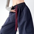 thumbnail image 2 of Basic Simple Womens Sport Casual pants High waist Loose Drawstring Overalls, 2 of 9