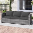 thumbnail image 4 of Costway 3PCS Patio Sectional Sofa Set, PE Rattan Modular Couch Furniture Set with Cushions Black + Mix Gray, 4 of 10