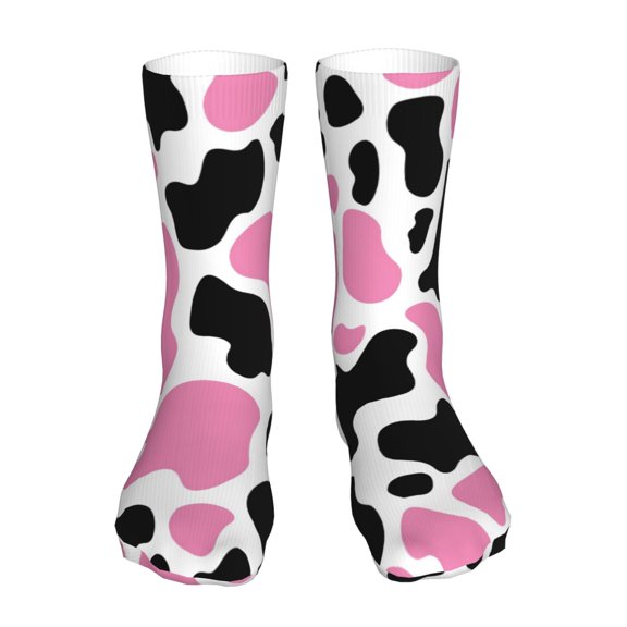KLL Cow Spots Print Womens Crew Socks Athletic Middle Tube Long Socks Novelty Socks Gifts For Men