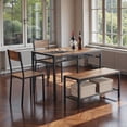 thumbnail image 2 of Tcbosik 4 Pieces Dining Table Set, 43.3" Kitchen Table with 2 Chairs, Bench with Storage Shelf, Breakfast Table Set with Metal Frame for Living Room, Space Saving, Rustic Brown, 2 of 6