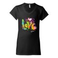 thumbnail image 2 of Colorful Rainbow Paint Love Streetwear Women’s Standard V-Neck Tee, Black, Small, 2 of 3