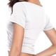 thumbnail image 4 of Pntutb Mujeres Cuello en V Profundo Manga Corta Unique Slim Fit Coss Wrap Blusa Crop tops Pntutb Pntutb-265, 4 of 6