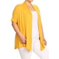 thumbnail image 2 of Moa Collection Women's Plus Size Short Sleeves Draped Open Front Casual Solid Cardigan, 2 of 5
