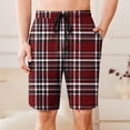 thumbnail image 2 of Miluxas Mens Plaid Check Soft Lightweight Long Shorts Drawstring Pants with Pocket Red L(L), 2 of 6