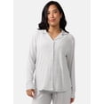 thumbnail image 6 of Ingrid & Isabel For Every Belly Women's Maternity Long Sleeve Button Down Shirt & Open Leg Pajama Set, Sizes S-XXXL, 6 of 12