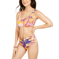 thumbnail image 4 of Hula Honey Juniors Palm Play Printed Side-Knot Bralette Bikini Top,Orange, Medium, 4 of 6