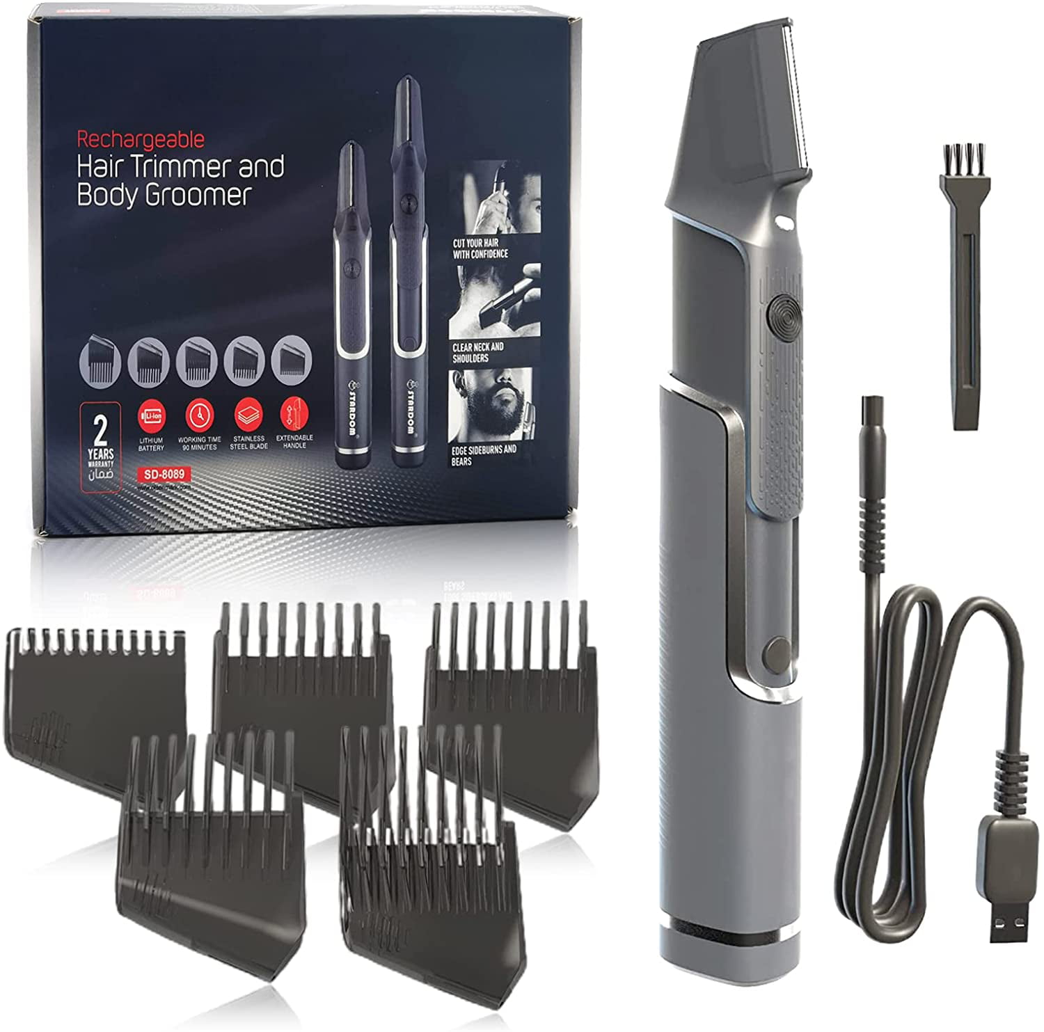 Titanium Men's Hair Trimmer, Professional USB Rechargeable Cuts, Trimming &  Styling Hair, Face & Body Trimmer - 5 Attachments 