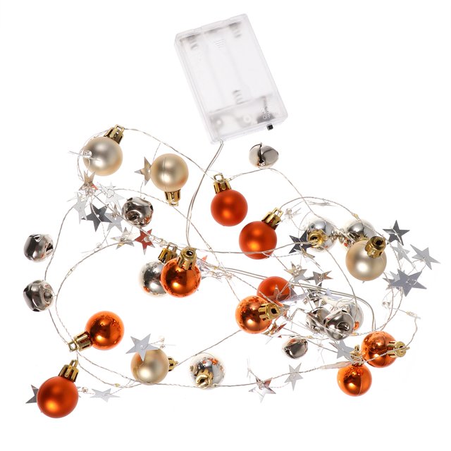 1 unidad de guirnalda de luces LED navideñas con forma de bola y campana (blanco cálido)