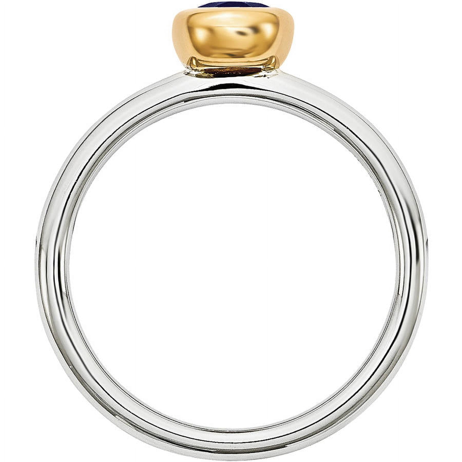 Created Sapphire Sterling Silver with Gold-Plate Ring