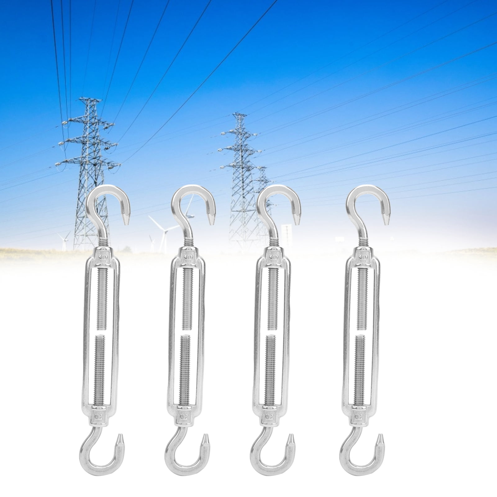 Hook Turnbuckle Wire Tensioner Steel Rope Tensioner Safety Bearing Capacity 100kg for Outdoor 10pcs 304 Strainer Stainless Hook