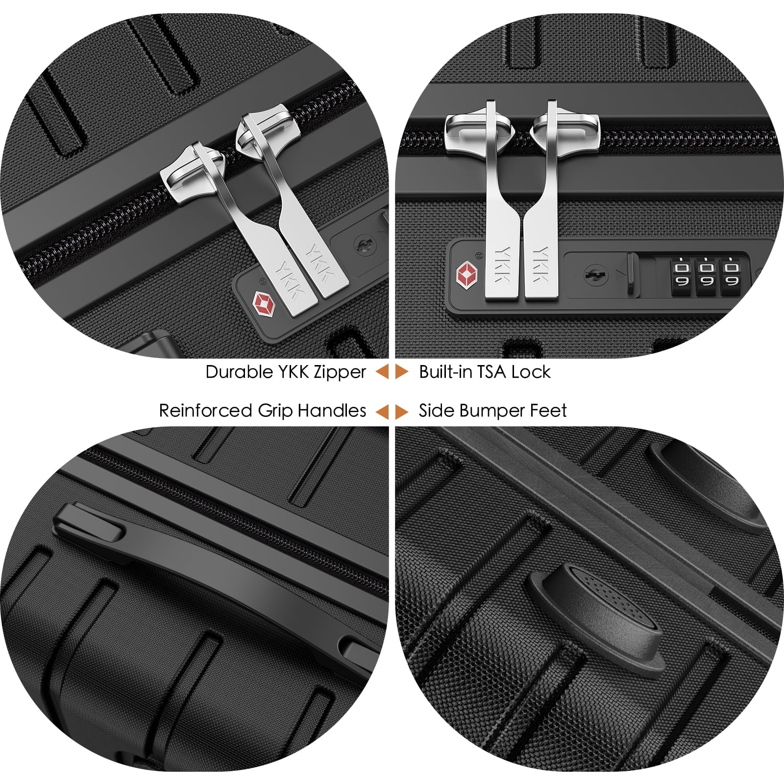 Vebreda 3 Piece Hardside Luggage Set with TSA Lock, 360° Spinner Wheels, Durable Lightweight Shell, Checked Suitcases (20”/24”/28”)