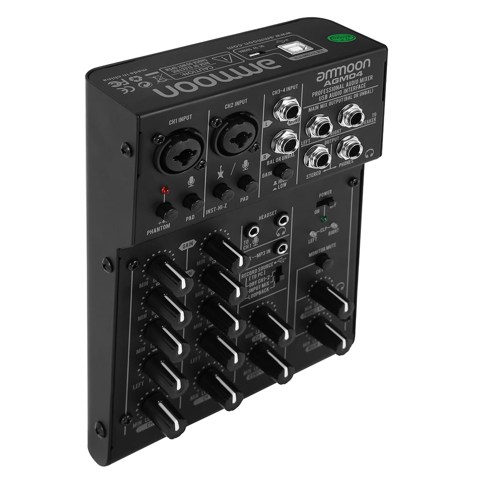 Buy ammoon 4Channel Mini Mixing Console Digital Audio Mixer 2band EQ