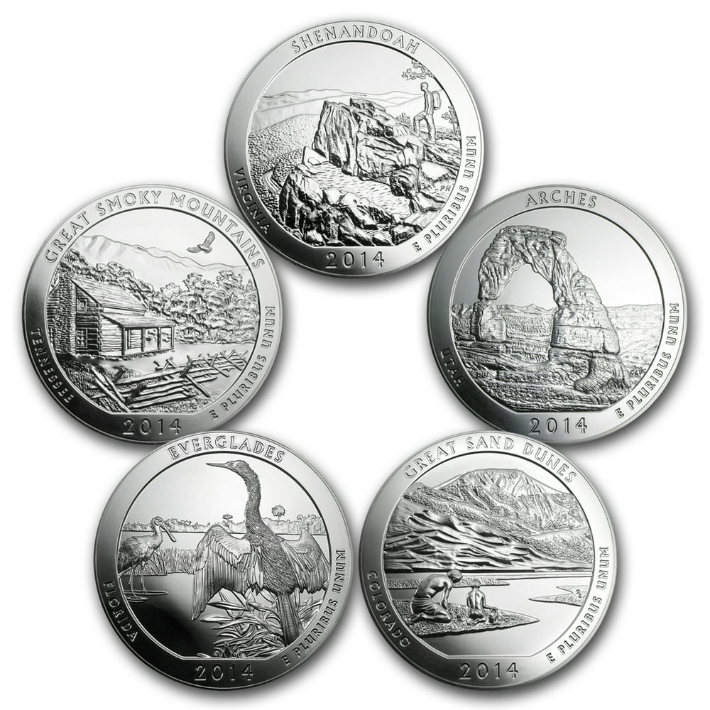 2014 5-Coin 5 oz Silver America the Beautiful Set - Walmart.com