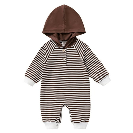 

Zrbywb Baby Jumpsuit Clothes Baby Girls Boys Autumn Striped Long Sleeve Hooded Romper Jumpsuit Clothes
