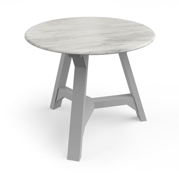 Pemberly Row Contemporary Vinyl Faux Marble Side Table in Gray