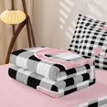 thumbnail image 5 of Manfei Grid Themed Alphabet J Pattern Zipper Full Size Comforter Sets with Fitted Sheet and 2 Pillowcases,Girly Bow Knot Zipper Bedding Set,Pink Reversible,4-Piece, 5 of 7