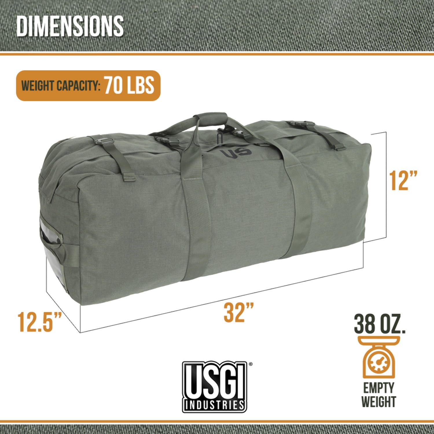 Duffel Bag Tactical Military Deployment Sport Luggage for Camping, Hiking, Traveling, Stealth, Survival Black