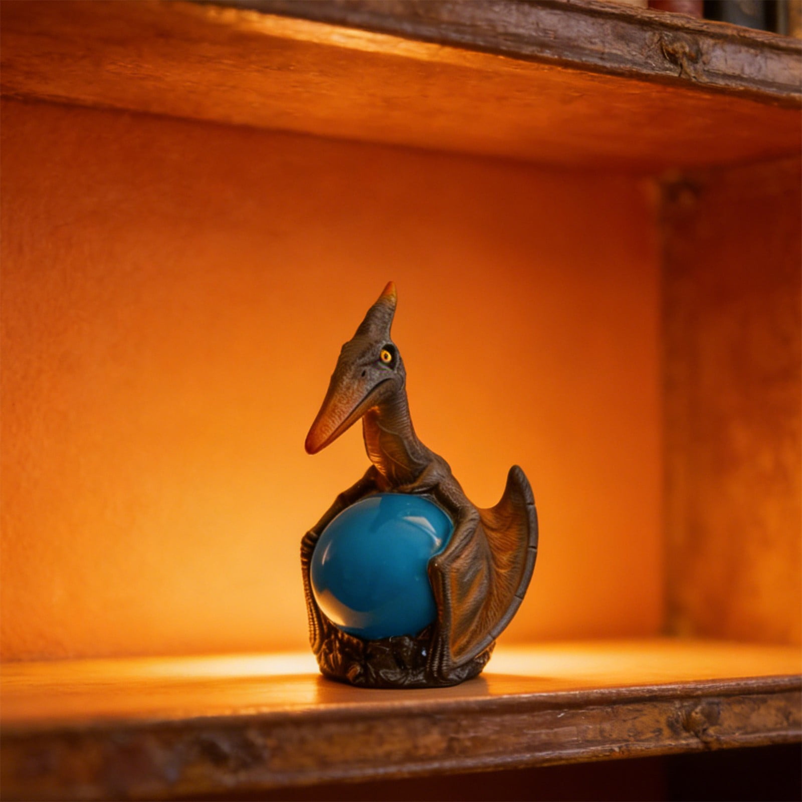 Pterodactyl Dinosaur Night Light, Resin Sculpture Lamp with Glowing Orb, Kids Bedroom Decor & Nightstand Lamp for Boys & Girls