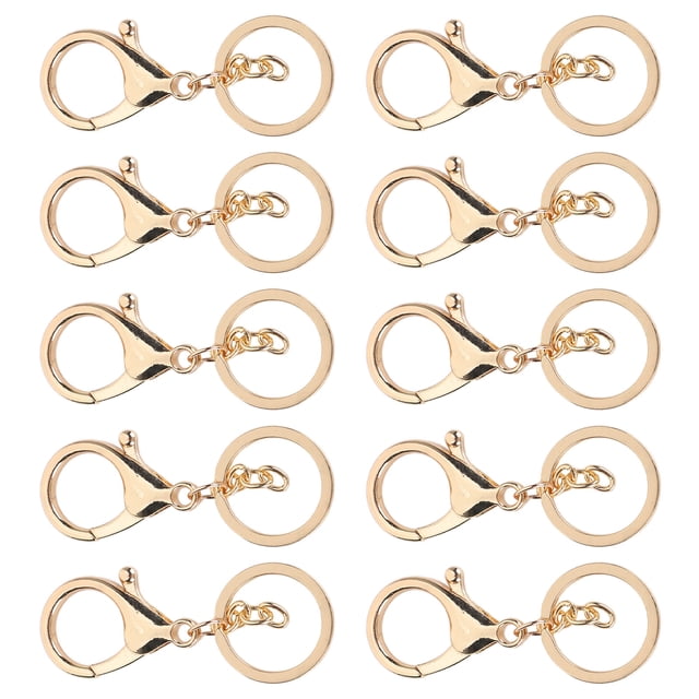 Qiilu 10Pcs Key Chain Plating Non-Fading Simple Keychain Bag Buckle Lobster Clasp Hook