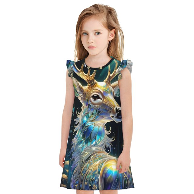 Bingfone Robe de Nuit à Manches Volantes en Verre Teinté Coloré pour Filles, Pyjama Princesse pour Filles Tenue de Maison-Moyen