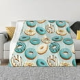 thumbnail image 3 of Throw Blanket for Couch, Blue White Donut Print Super Soft Fuzzy Comfy Warm Throw Blanket, Cuteness Lightweight Cozy Plush Flannel Blanket & Throws for Sofa and Bed All Season, 3 of 5