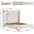 thumbnail image 3 of Merluxy Queen Bed Frame with 61.4" Handmade Deep Button Tufted Headboard/Cream, 3 of 8