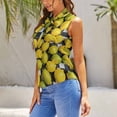 thumbnail image 4 of Yellow And Green Lemon Pattern Blouses Women Bow Tops Elegant Sleeveless Office Work Shirt Casual Holiday Women's Tops, 4 of 6