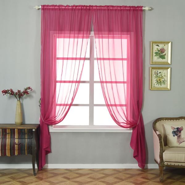 BalsaCircle 2 pcs 52 x 108-Inch Sheer Organza Curtains ...