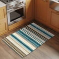 thumbnail image 3 of Turquoise Beige Large Area Rugs for Bedroom Living Room, Soft Non Slip Carpet Bedside Rug, Boho Vertical Stripes Bohemian Retro Rectangular Floor Cover Kitchen Accent Rug 2'x3' for Dining Room/Office, 3 of 9