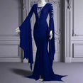 thumbnail image 1 of Vestido de vampiro Medieval negro con cordones para mujer, bata S-5XL, Sexy, fantasma de bruja, disfraz de Halloween, Morticia, Addam, gótico, Maxi, 1 of 4