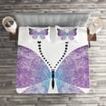 thumbnail image 3 of Ambesonne Butterfly Quilted Coverlet 3 Pcs, Pointillist Butterfly, King Size, Dark Purple and Violet, 3 of 4