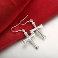 thumbnail image 4 of EOEMY Fashion 925Sterling Silver Feather Cross Women'S Drop Dangle Earrings, 4 of 6