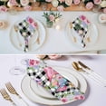 thumbnail image 3 of Spring Gnomes Cloth Napkins, Botanical Rose Leaves Black Buffalo Plaid Washable and Reusable Dinner Napkins Set of 4, Table Napkin for Kitchen Party Birthday Wedding Hotel Housewarming 20"x20", 3 of 9