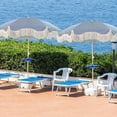 thumbnail image 2 of Blue Striped Beach Umbrella With Fringe 6ft Boho Patio Umbrella With Tassels Table Umbrella Outdoor Patio UPF50+ Tilt Outdoor Umbrellas For Holiday Lawn Garden Pool With Carry Bag, 2 of 6
