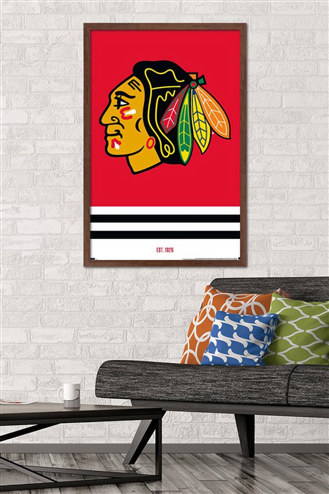 NHL Chicago Blackhawks - Logo 21 Wall Poster, 22.375" x 34", Framed