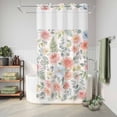 thumbnail image 6 of No Hook Shower Curtain, Pink Watercolor Floral Shower Curtains for Bathroom with See Through Top Window, Spring Botanical Leave Flowers Waterproof & Washable Bath Curtain Small Stall 36"x78", 6 of 9