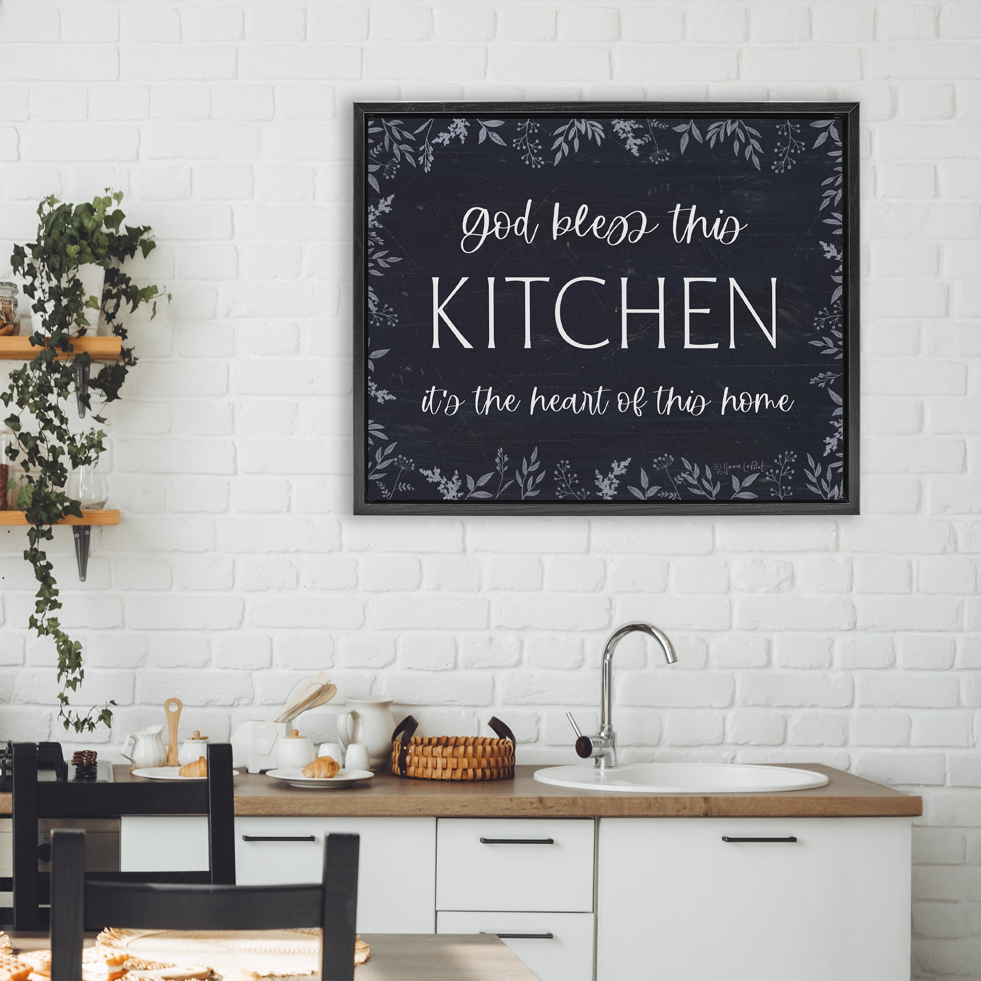 Stupell Industries Kitchen Heart Of This Home Black Framed Floater Canvas Wall Art, design by Annie LaPoint