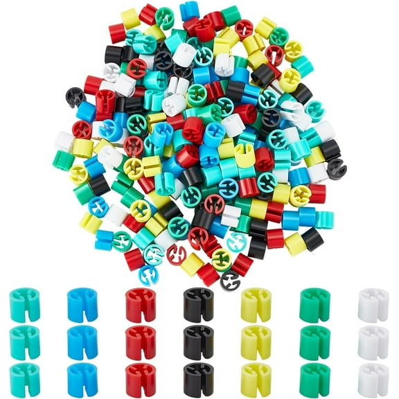 350Pcs 7 Colors Clothes Hanger Colored Markers Plastic Hanger Size Markers Blank Yellow Black Column Small Garment Code Clip Tags for Wire Hangers Clothing Pants Number Hangers Accessories