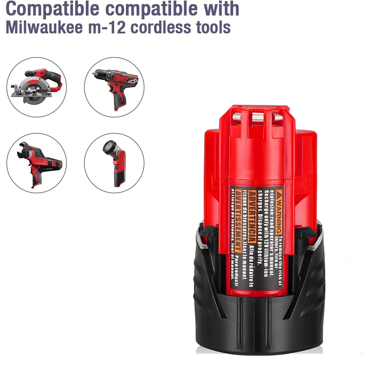 2 Pack 3.0Ah Replacement for Milwaukee M12 12V Lithium Ion Battery, Compatible with Milwaukee 12V Tools / Heated Jacket 48-11-2420 48-11-2440 48-11-2402 48-11-2411 Cordless Power Tools