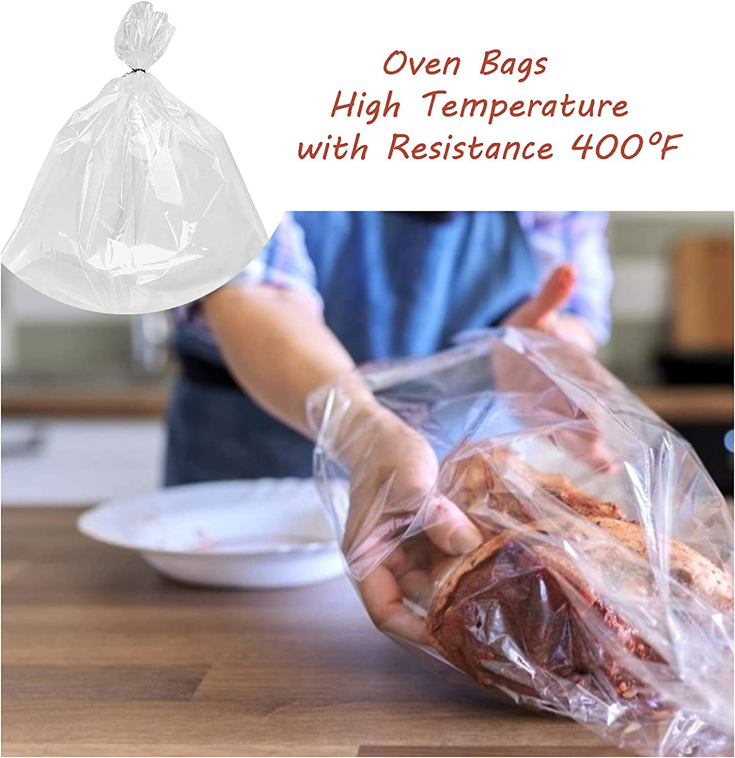 1, 11.8x15 in Oven Bags Cooking Roasting Bags for Chicken Meat Ham Seafood Vegetable 