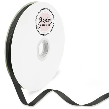 UPC: 0810056349233 | Black Grosgrain Ribbon for Crafts and Bows  3/8  x 100 Yards by Gwen Studios