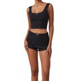 thumbnail image 2 of Yunliwuli Women's 2 Piece Lounge Set Sleeveless Lace Trim Cami Tops Skinny Shorts Sleepwear Sets, 2 of 7
